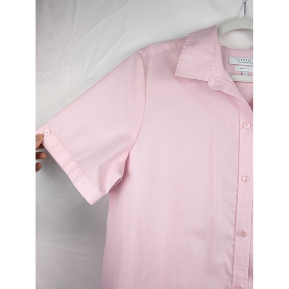 Foxcroft‎ Appleseeds Womens Pink Short Sleeve Button Shirt Wrinkle Free L 14 - Picture 7 of 9